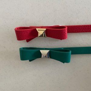 RED AND GREEN BOW BELTS M NWOT